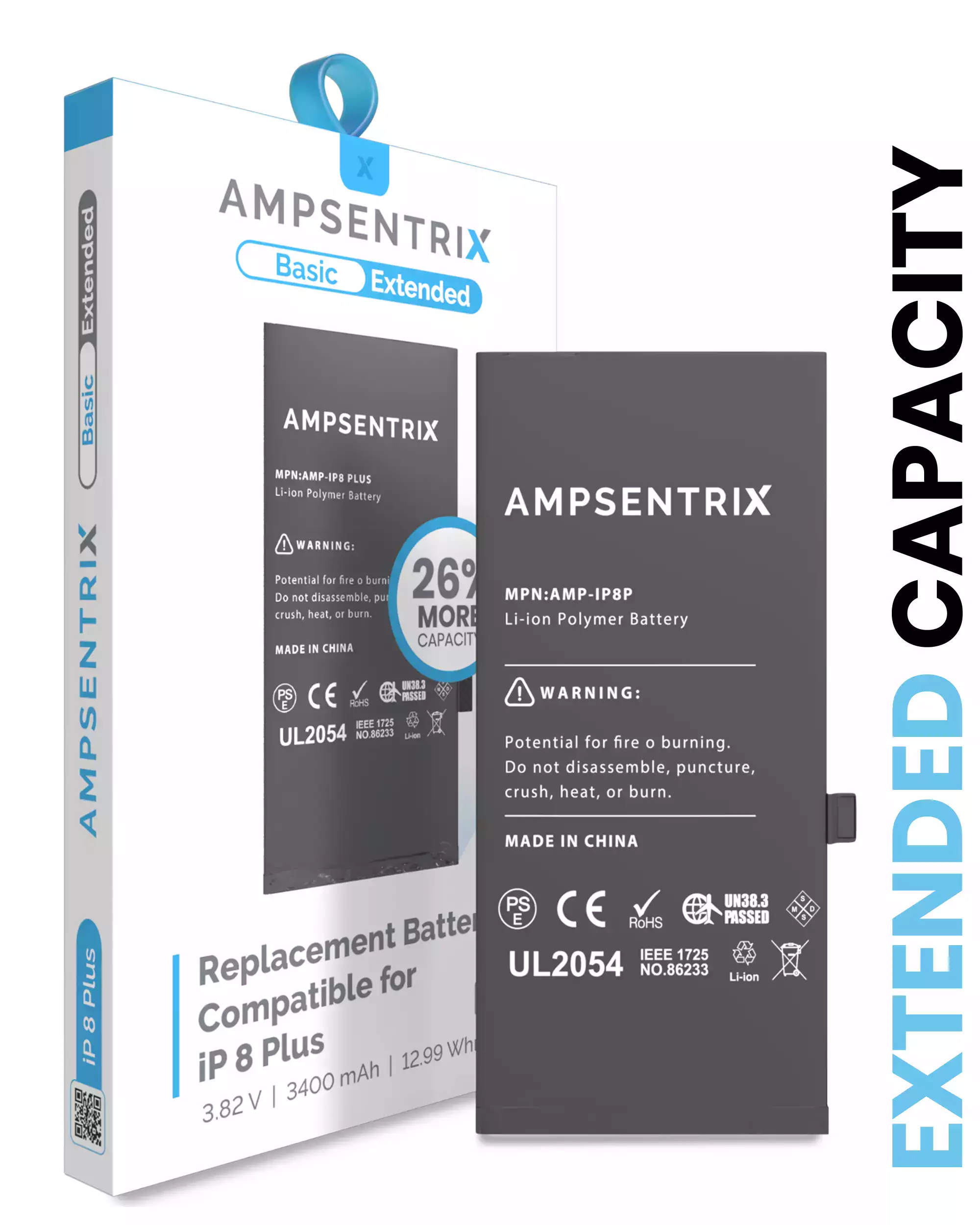 Replacement Battery Compatible For iPhone 8 Plus (AmpSentrix Basic Extended)