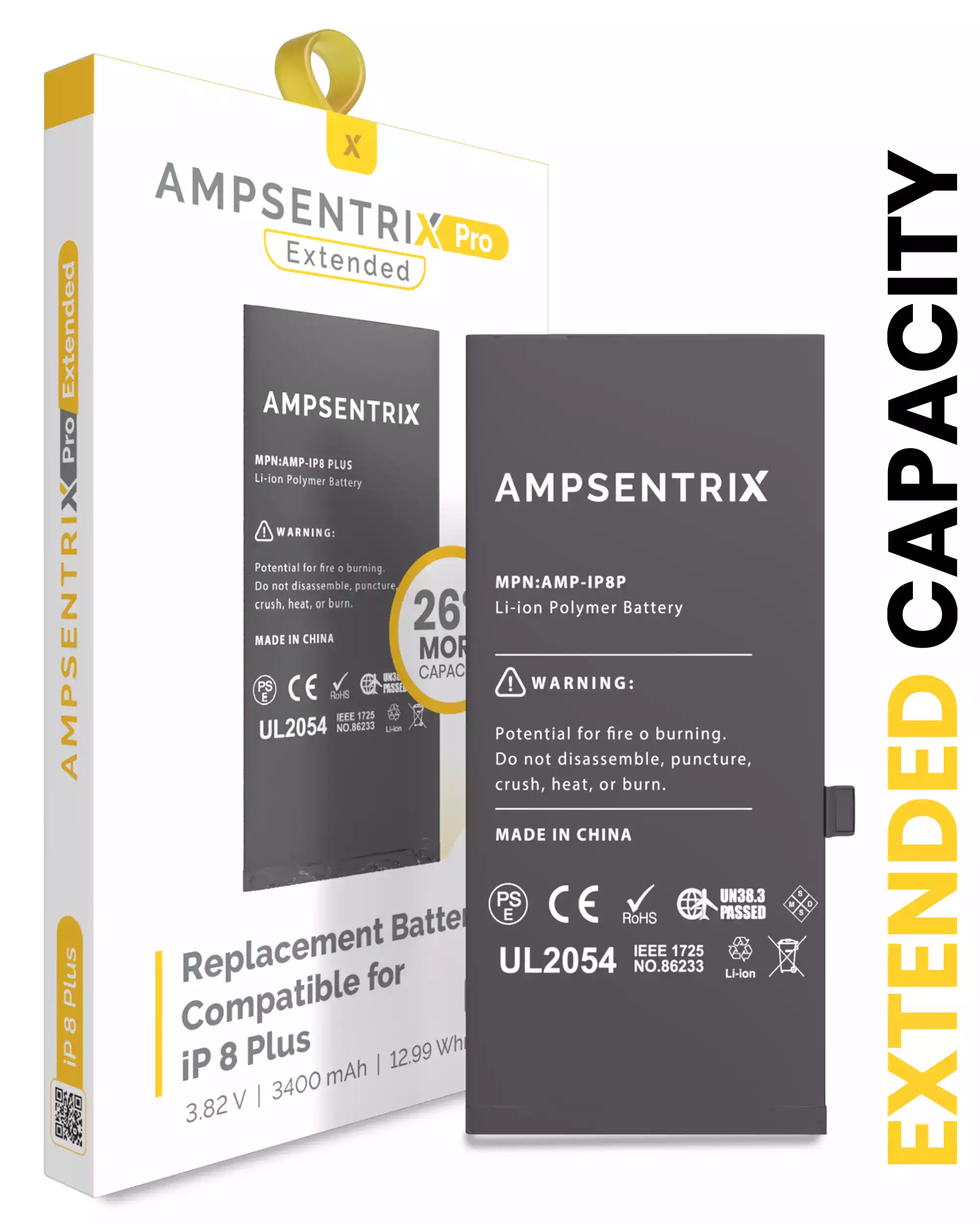Replacement Battery Compatible For iPhone 8 Plus (AmpSentrix Pro Extended)