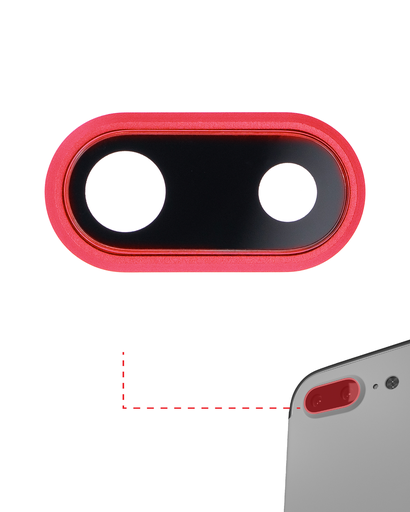 Back Camera Lens With Bracket &amp; Bezel Compatible For iPhone 8 Plus (Red) (10 Pack) (Real Sapphire l Premium)