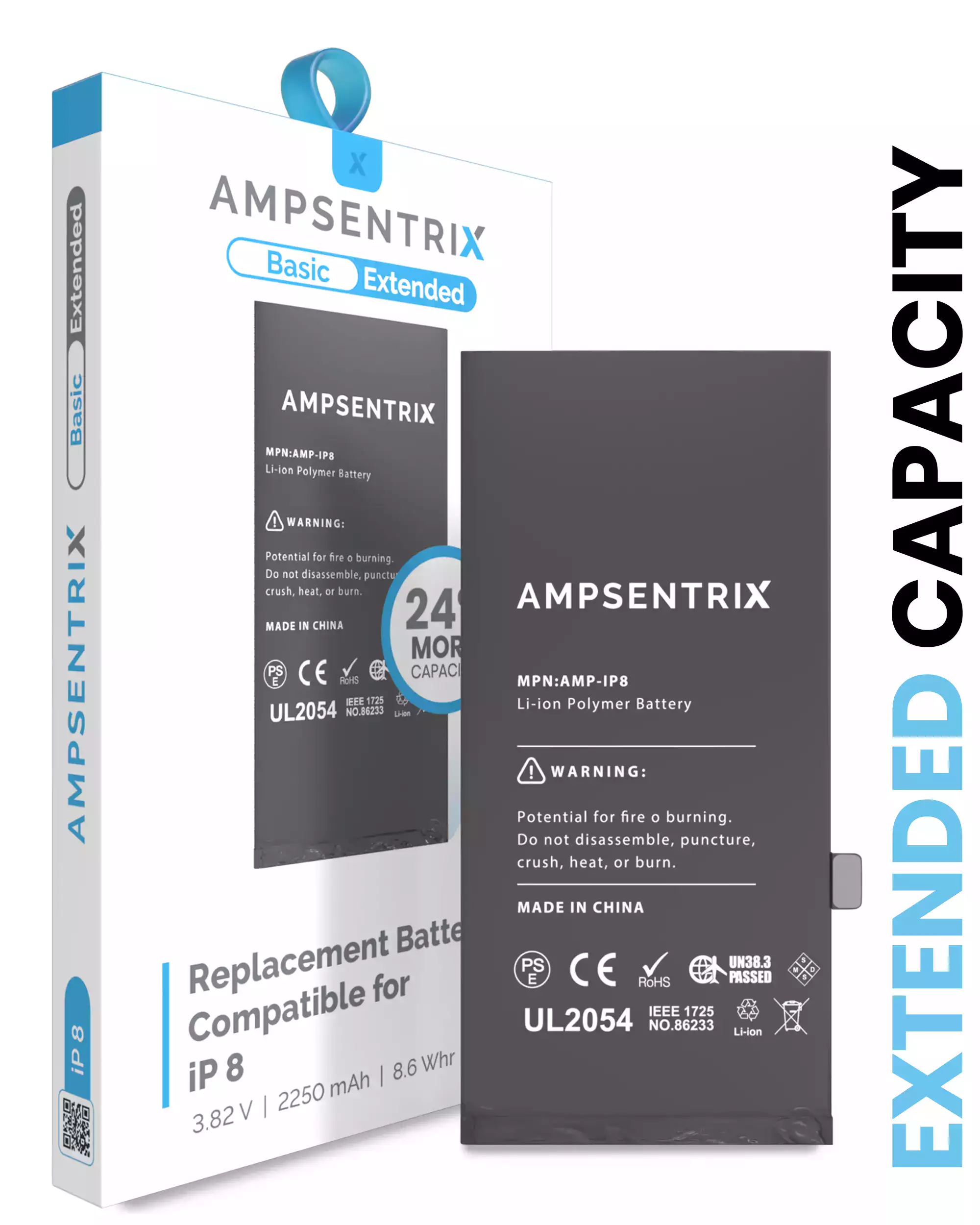Replacement Battery Compatible For iPhone 8 (AmpSentrix Basic Extended)