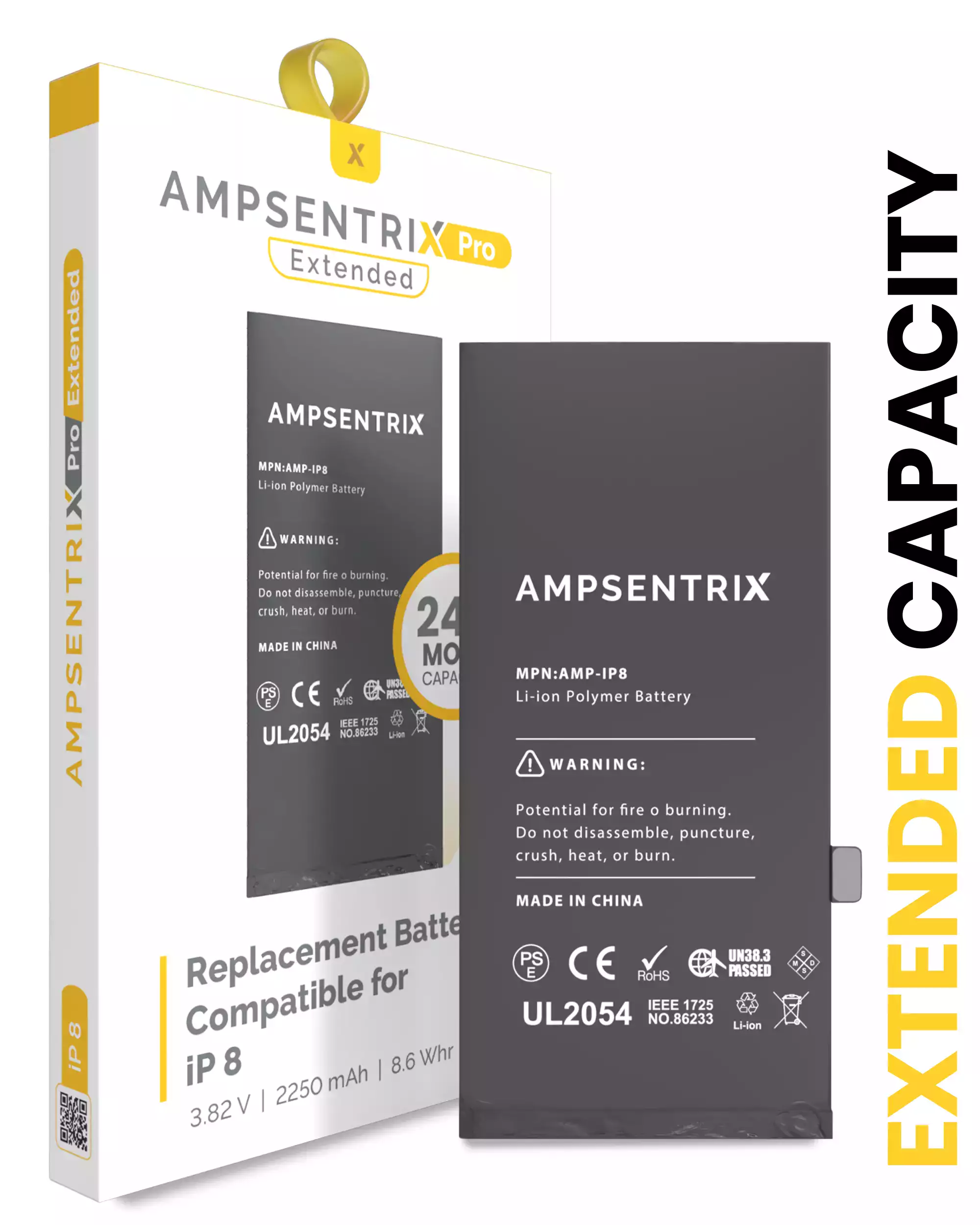 Replacement Battery Compatible For iPhone 8 (AmpSentrix Pro Extended)