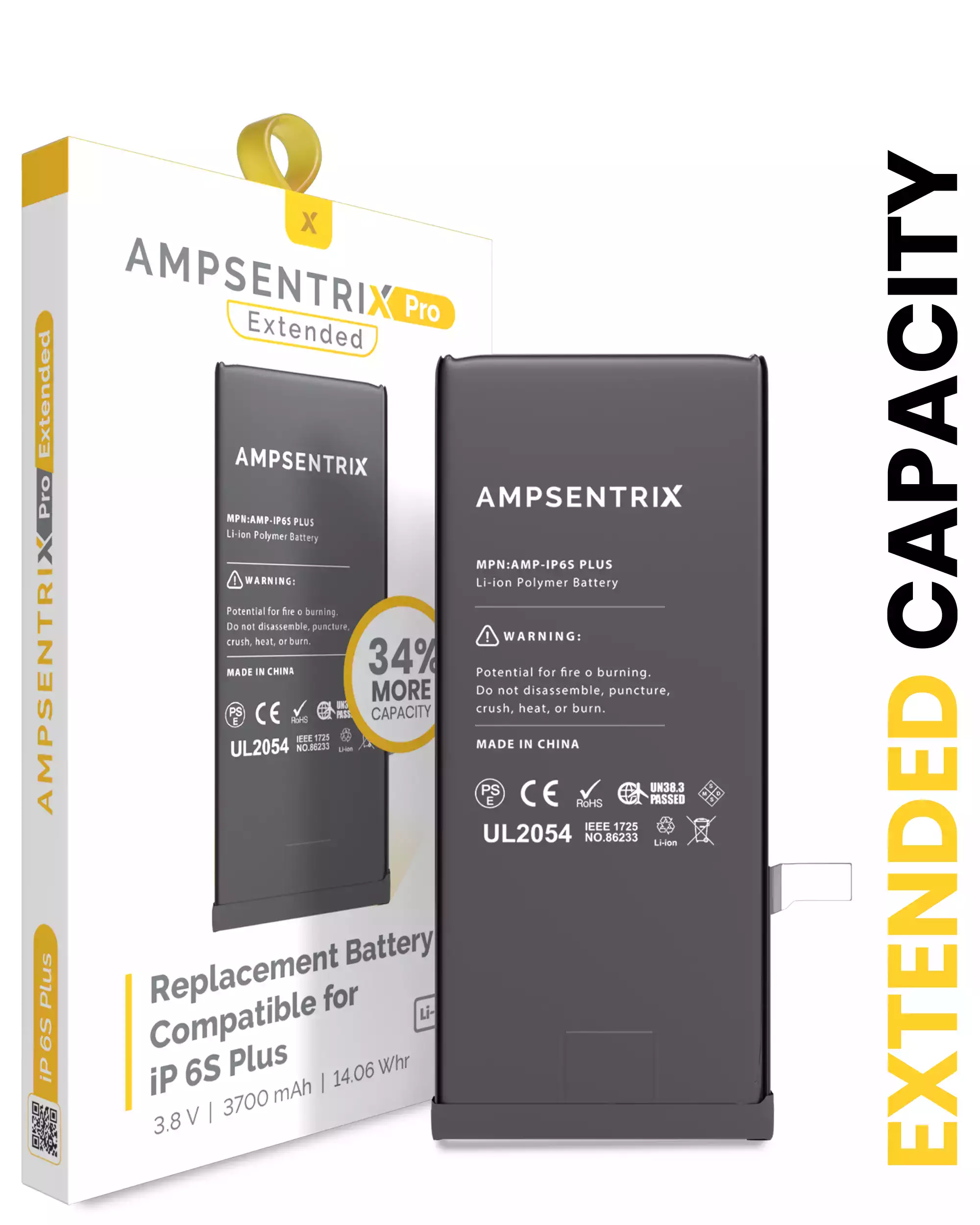 Replacement Battery Compatible For iPhone 6S Plus (AmpSentrix Pro Extended)