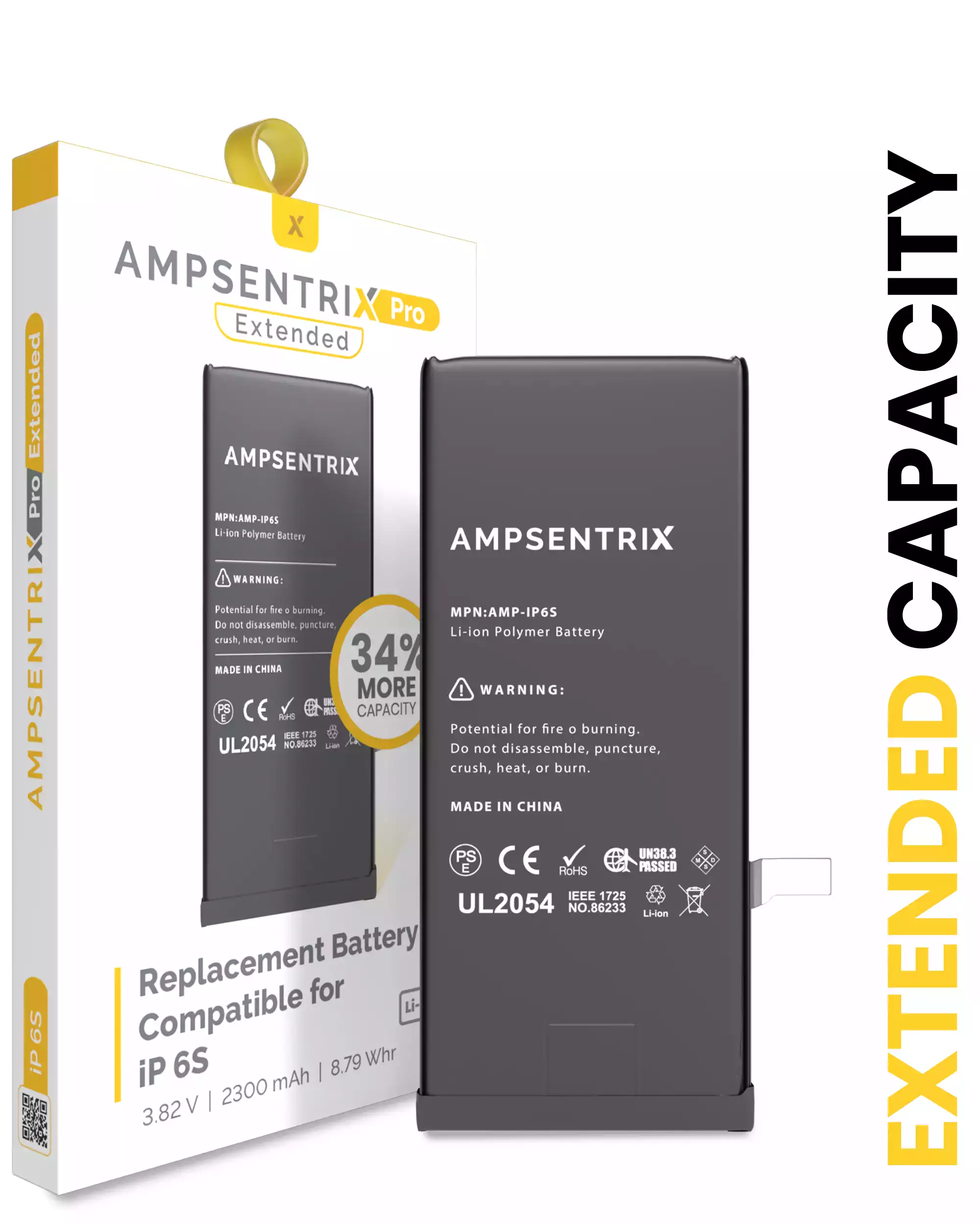 Replacement Battery Compatible For iPhone 6S (AmpSentrix Pro Extended)