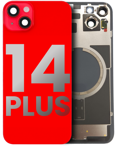 Back Glass With Steel Plate With MagSafe Magnet Pre-Installed Compatible For iPhone 14 Plus (Used OEM Pull: Grade A) (Red)