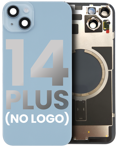 Back Glass With Steel Plate With MagSafe Magnet Pre-Installed Compatible For iPhone 14 Plus (Blue) (No Logo)