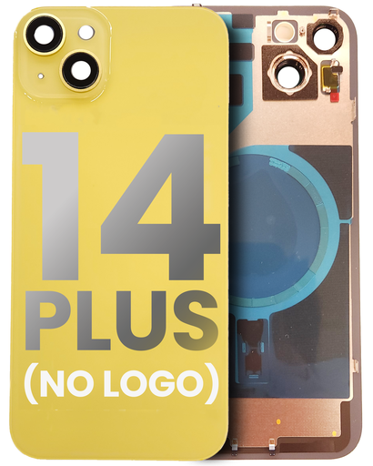 Back Glass With Steel Plate With MagSafe Magnet Pre-Installed Compatible For iPhone 14 Plus (Yellow) (No Logo)