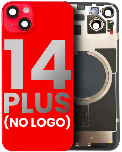 Back Glass With Steel Plate With MagSafe Magnet Pre-Installed Compatible For iPhone 14 Plus (Red) (No Logo)