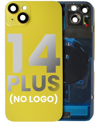 Back Glass With Steel Plate With Wireless NFC &amp; MagSafe Magnet Pre-Installed Compatible For iPhone 14 Plus (No Logo) (Yellow)