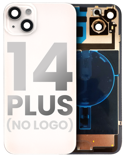 Back Glass With Steel Plate With Wireless NFC &amp; MagSafe Magnet Pre-Installed Compatible For iPhone 14 Plus (No Logo) (Starlight)