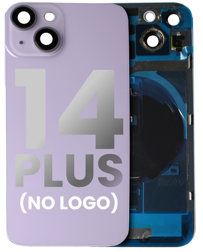 Back Glass With Steel Plate With Wireless NFC &amp; MagSafe Magnet Pre-Installed Compatible For iPhone 14 Plus (No Logo) (Purple)