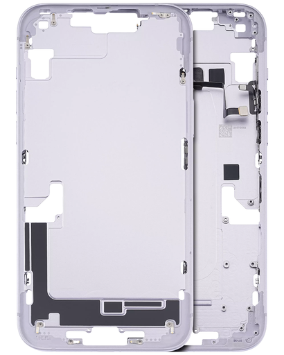 Mid-Frame Housing With Power And Volume Button Compatible For iPhone 14 Plus (US Version) (Used OEM Pull: Grade C) (Purple)