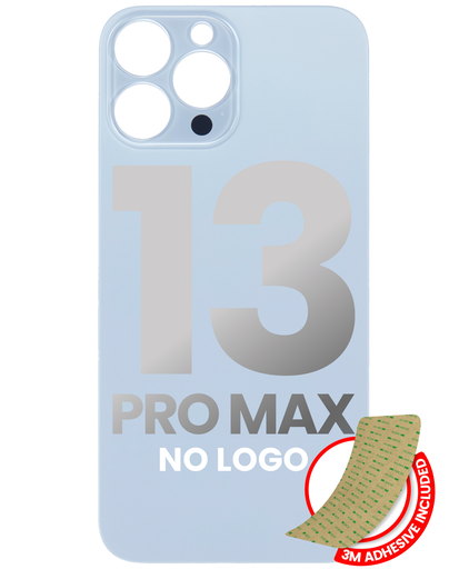 Back Glass With 3M Adhesive Compatible For iPhone 13 Pro Max (No Logo / Large Camera Hole) (Sierra Blue)