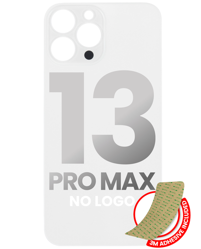 Back Glass With 3M Adhesive Compatible For iPhone 13 Pro Max (No Logo / Large Camera Hole) (Silver)