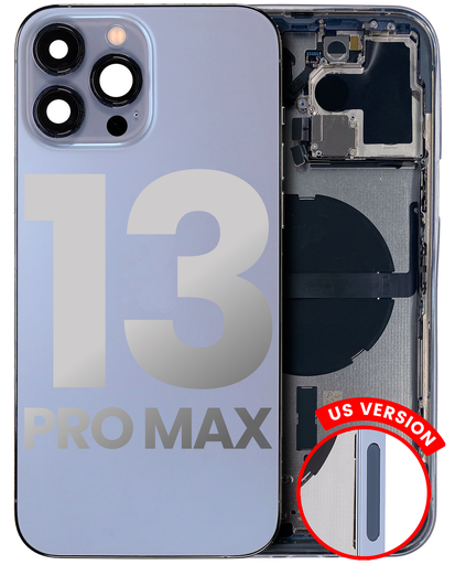 Back Housing W/ Small Components Pre-Installed Compatible For iPhone 13 Pro Max (US Version) (Used OEM Pull: Grade C) (Sierra Blue)