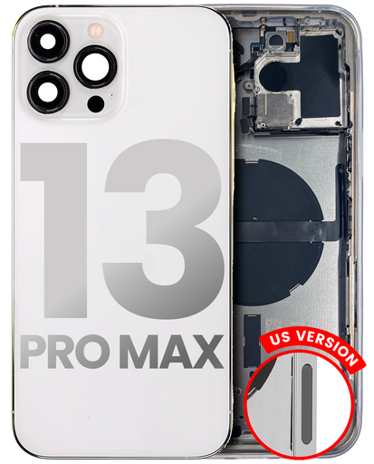 Back Housing W/ Small Components Pre-Installed Compatible For iPhone 13 Pro Max (US Version) (Used OEM Pull: Grade C) (Silver)