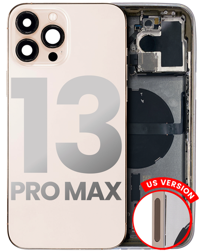 Back Housing W/ Small Components Pre-Installed Compatible For iPhone 13 Pro Max (US Version) (Used OEM Pull: Grade C) (Gold)