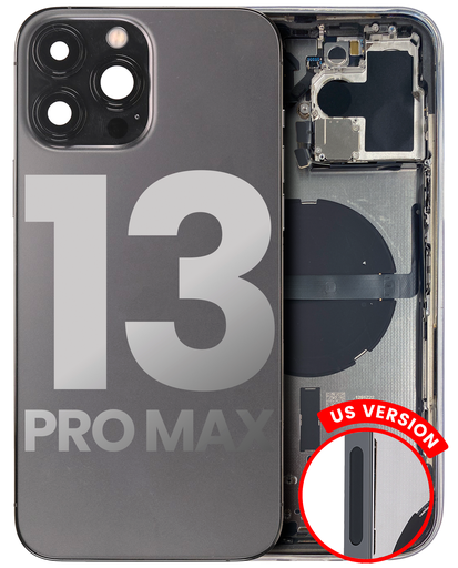 Back Housing W/ Small Components Pre-Installed Compatible For iPhone 13 Pro Max (US Version) (Used OEM Pull: Grade C) (Graphite)