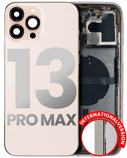 Back Housing W/ Small Components Pre-Installed Compatible For iPhone 13 Pro Max (International Version) (Used OEM Pull: Grade B) (Gold)