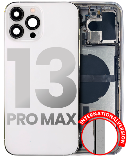 Back Housing W/ Small Components Pre-Installed Compatible For iPhone 13 Pro Max (International Version) (Used OEM Pull: Grade B) (Silver)