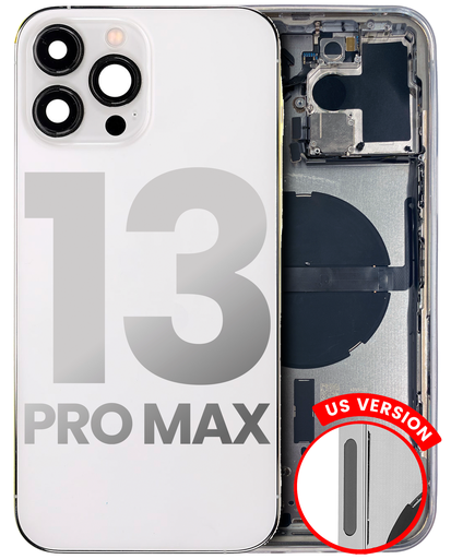 Back Housing W/ Small Components Pre-Installed Compatible For iPhone 13 Pro Max (US Version) (Used OEM Pull: Grade B) (Silver)