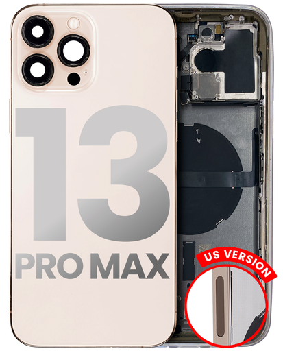 Back Housing W/ Small Components Pre-Installed Compatible For iPhone 13 Pro Max (US Version) (Used OEM Pull: Grade B) (Gold)