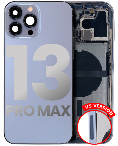 Back Housing W/ Small Components Pre-Installed Compatible For iPhone 13 Pro Max (US Version) (Used OEM Pull: Grade A) (Sierra Blue)