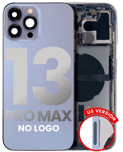 Back Housing W/ Small Components Pre-Installed Compatible For iPhone 13 Pro Max (US Version) (No Logo) (Aftermarket Plus) (Sierra Blue)