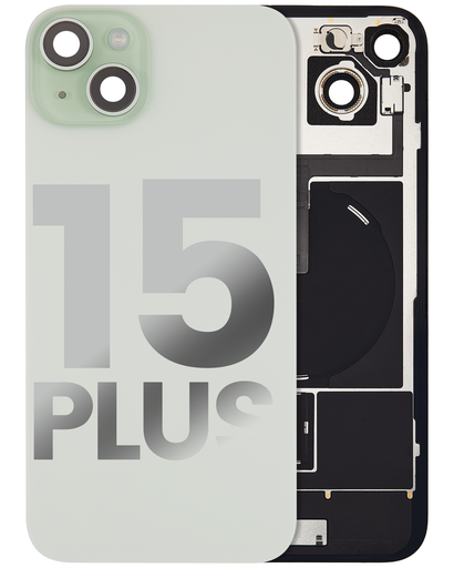Back Glass With Steel Plate With Wireless NFC Charging MagSafe Magnet &amp; Flashlight Flex Compatible For iPhone 15 Plus (Used OEM Pull: Grade A) (Green)