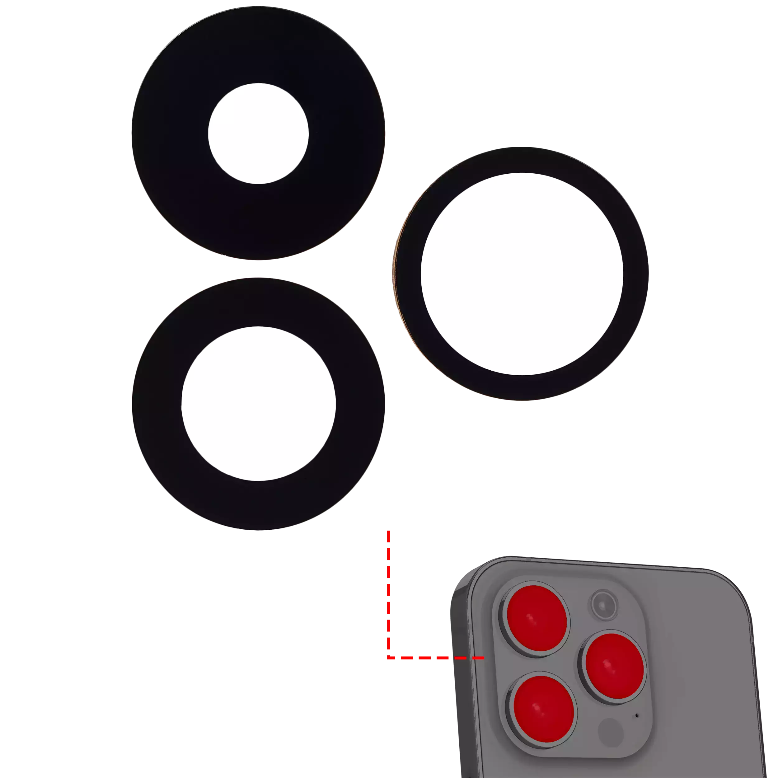 Back Camera Lens (Glass Only) With Adhesive Compatible For iPhone 14 Pro / 14 Pro Max (3 Piece Set) (Aftermarket Plus) (10 Pack)