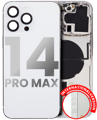 Back Housing W/ Small Pre-Installed Compatible For iPhone 14 Pro Max (International Version) (Aftermarket Plus) (Silver)