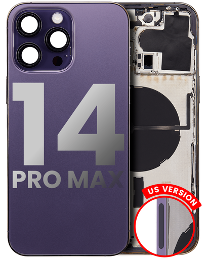 Back Housing W/ Small Pre-Installed Compatible For iPhone 14 Pro Max (U.S Version) (Aftermarket Plus) (Deep Purple)