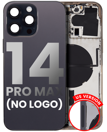 Back Housing W/ Small Pre-Installed Compatible For iPhone 14 Pro Max (U.S Version) (No Logo) (Aftermarket Plus) (Space Black)