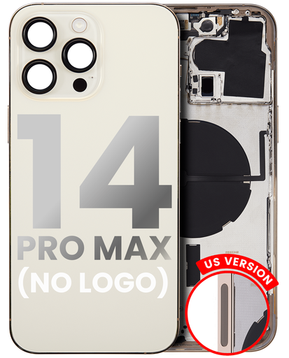 Back Housing W/ Small Pre-Installed Compatible For iPhone 14 Pro Max (U.S Version) (No Logo) (Aftermarket Plus) (Gold)