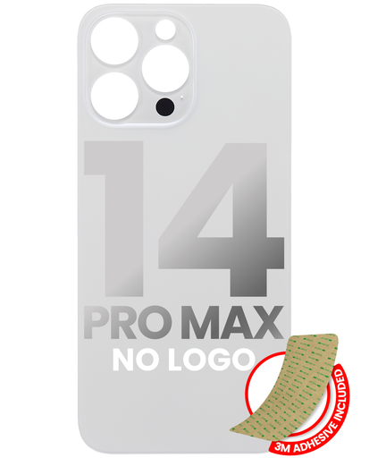 Back Glass With 3M Adhesive Compatible For iPhone 14 Pro Max (No Logo / Large Camera Hole) (Silver)