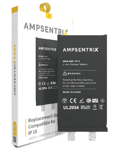 Replacement Battery Core Compatible For iPhone 15 (Spot Welding Required) (AmpSentrix Core)
