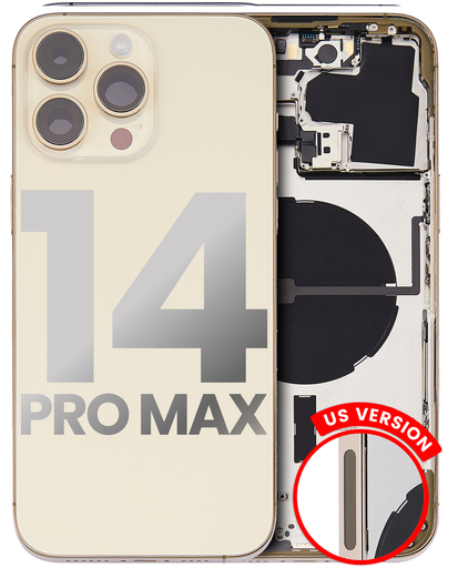 Back Housing W/ Small Pre-Installed Compatible For iPhone 14 Pro Max (U.S Version) (Used OEM Pull: Grade C) (Gold)