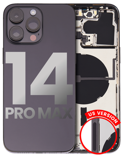 Back Housing W/ Small Pre-Installed Compatible For iPhone 14 Pro Max (U.S Version) (Used OEM Pull: Grade C) (Space Black)