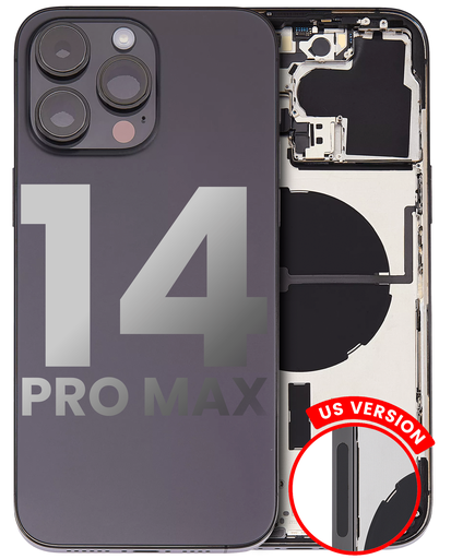 Back Housing W/ Small Pre-Installed Compatible For iPhone 14 Pro Max (U.S Version) (Used OEM Pull: Grade B) (Space Black)