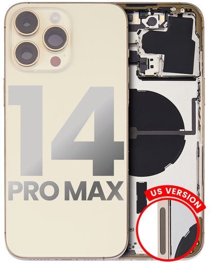 Back Housing W/ Small Pre-Installed Compatible For iPhone 14 Pro Max (U.S Version) (Used OEM Pull: Grade B) (Gold)