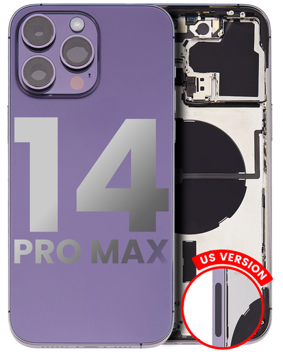 Back Housing W/ Small Pre-Installed Compatible For iPhone 14 Pro Max (U.S Version) (Used OEM Pull: Grade B) (Deep Purple)