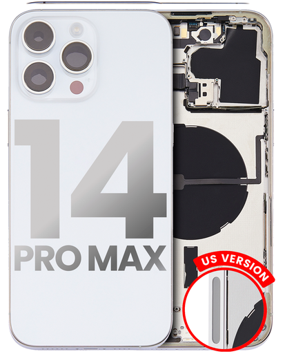 Back Housing W/ Small Pre-Installed Compatible For iPhone 14 Pro Max (U.S Version) (Used OEM Pull: Grade B) (Silver)