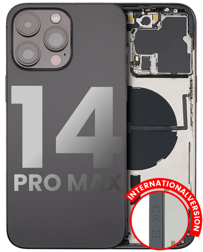Back Housing W/ Small Pre-Installed Compatible For iPhone 14 Pro Max (International Version) (Used OEM Pull: Grade A) (Space Black)