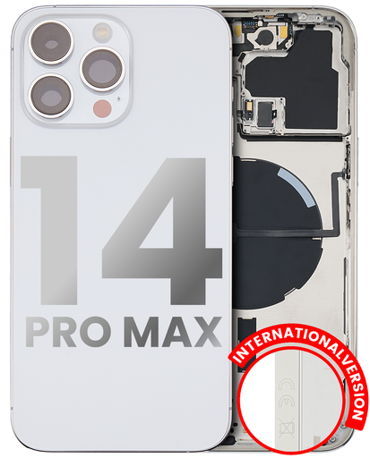 Back Housing W/ Small Pre-Installed Compatible For iPhone 14 Pro Max (International Version) (Used OEM Pull: Grade A) (Silver)