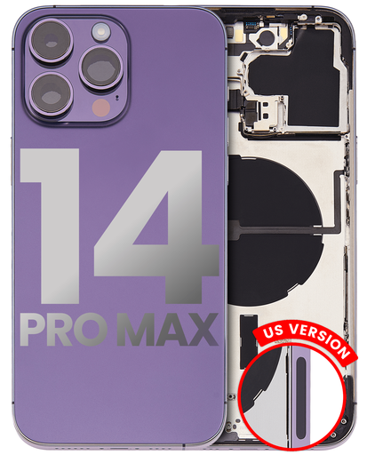 Back Housing W/ Small Pre-Installed Compatible For iPhone 14 Pro Max (U.S Version) (Used OEM Pull: Grade A) (Deep Purple)
