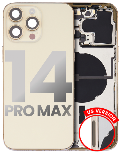 Back Housing W/ Small Pre-Installed Compatible For iPhone 14 Pro Max (U.S Version) (Used OEM Pull: Grade A) (Gold)