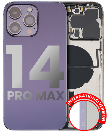 Back Housing W/ Small Pre-Installed Compatible For iPhone 14 Pro Max (International Version) (Used OEM Pull: Grade A) (Deep Purple)