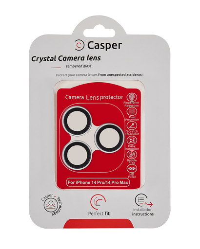 Casper Camera Lens Protector Compatible For iPhone 14 Pro / 14 Pro Max (Silver) (Clear)