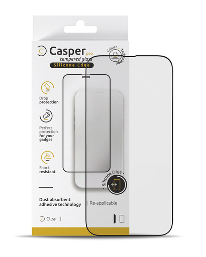 Casper Pro Silicone Tempered Glass Compatible For iPhone 14 Pro Max (Retail Pack) (Clear)