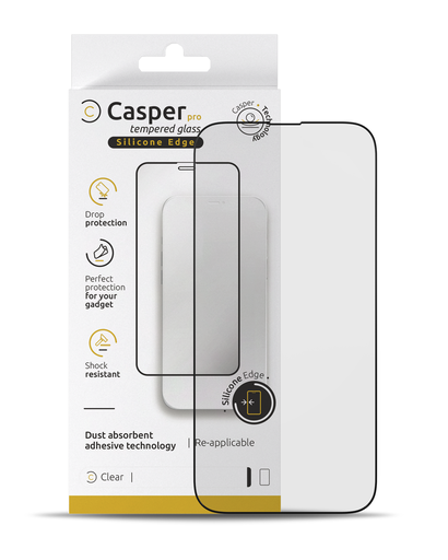 Casper Pro Silicone Tempered Glass Compatible For iPhone 14 Pro (Retail Pack) (Clear)