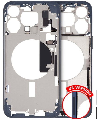 Mid-Frame Housing With Power And Volume Button Compatible For iPhone 15 Pro Max (US Version) (Used OEM Pull: Grade A) (Blue Titanium)